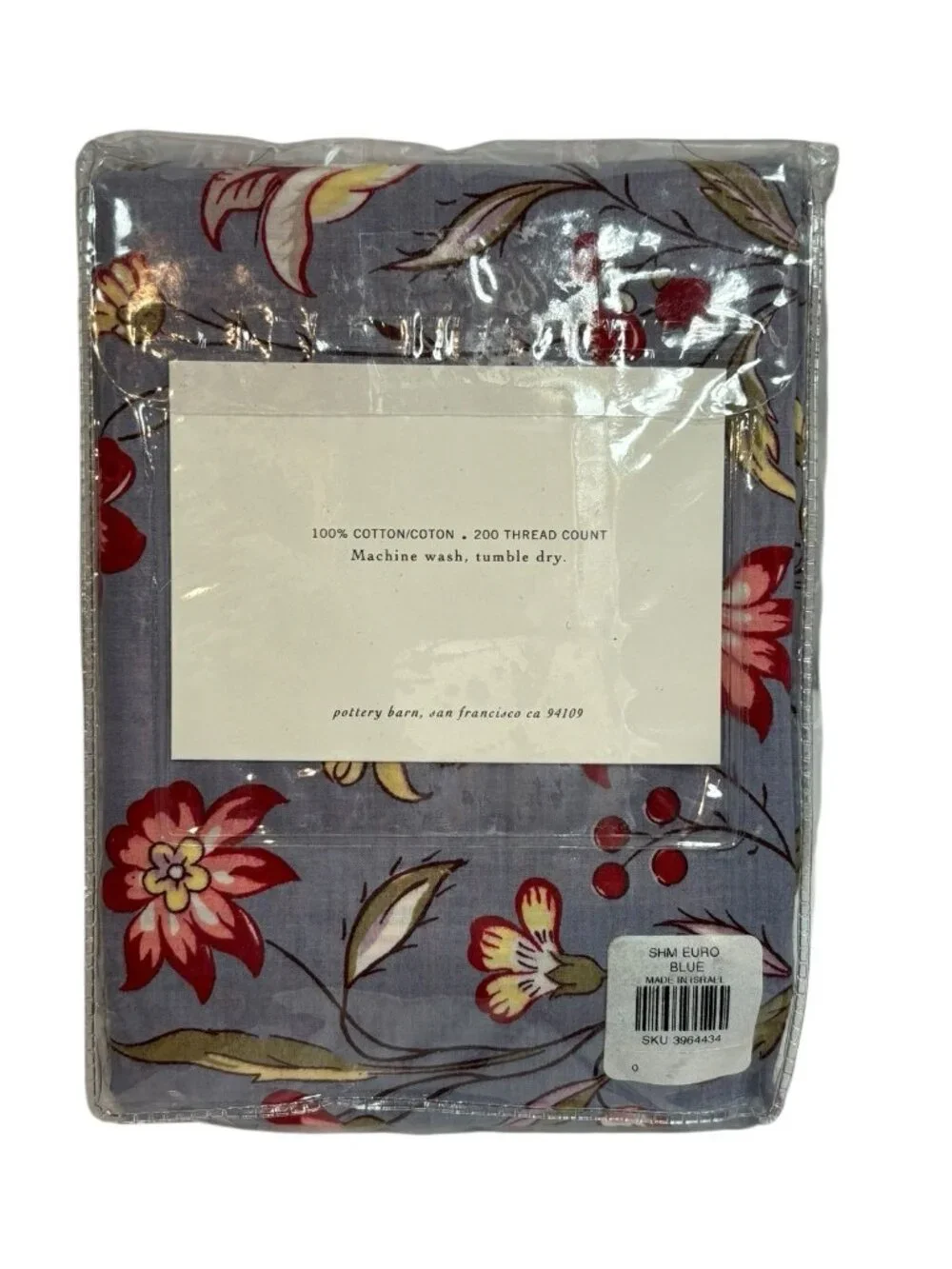 NWT Pottery Barn Remy Euro Sham Floral 100% Cotton 200 TC NIP HTF